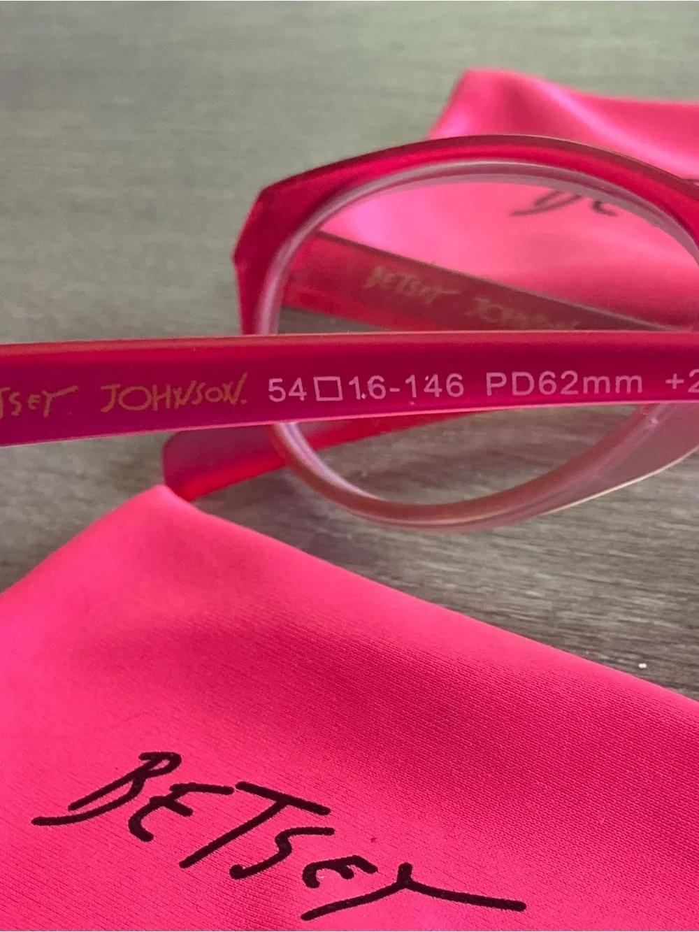 Betsey Johnson Hot Pink Cat-Eye Readers +2.00 with Logo Detail